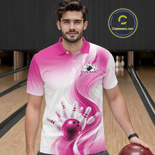 Load image into Gallery viewer, Custom Pink Bowling Jerseys For Men, Bowling Team Tournament Polo Shirt Bowler Outfit IPHW11370