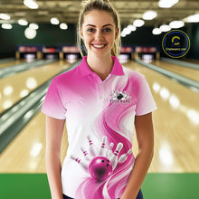 Load image into Gallery viewer, Custom Pink Bowling Jerseys For Women, Bowling Team Tournament Polo Shirt Bowler Outfit IPHW11370