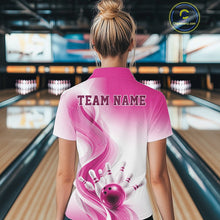 Load image into Gallery viewer, Custom Pink Bowling Jerseys For Women, Bowling Team Tournament Polo Shirt Bowler Outfit IPHW11370