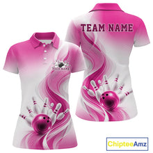 Load image into Gallery viewer, Custom Pink Bowling Jerseys For Women, Bowling Team Tournament Polo Shirt Bowler Outfit IPHW11370