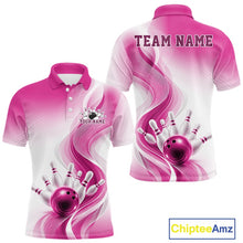 Load image into Gallery viewer, Custom Pink Bowling Jerseys For Men, Bowling Team Tournament Polo Shirt Bowler Outfit IPHW11370