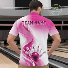 Load image into Gallery viewer, Custom Pink Bowling Jerseys For Men, Bowling Team Tournament Quarter-Zip Shirt Bowler Outfit IPHW11370
