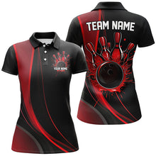 Load image into Gallery viewer, Custom Black And Red Ladies Bowling Shirts, Classic Bowling Uniform Bowling League Shirts IPHW7267