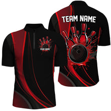 Load image into Gallery viewer, Custom Black And Red Bowling Team Shirts For Men, Classic Bowling Uniform Bowling League Shirts IPHW7267