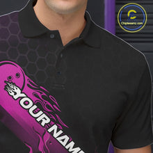 Load image into Gallery viewer, Custom Black And Pink Flame Bowling Team Shirts, Bowling League Shirt Men Bowling Jersey IPHW10576
