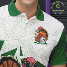 Load image into Gallery viewer, White And Green Custom Funny Turkey Bowling Men Shirt, Bowling League Team Shirt IPHW10808