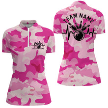 Load image into Gallery viewer, Bowling Heartbeat Pulse Line Blue Pink Camo Custom Bowling Team Shirts For Women IPHW6703