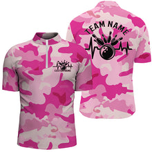 Load image into Gallery viewer, Bowling Heartbeat Pulse Line Blue Pink Camo Custom Bowling Team Shirts For Men And Women IPHW6703