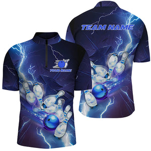 Blue Lightning Thunder Custom Bowling Team Jersey,Team Bowling Shirts For Men IPHW5152