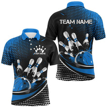 Load image into Gallery viewer, Black And Blue Custom Bowling Team Jerseys, Bowling League Shirts For Men, Bowlers Outfits IPHW7276