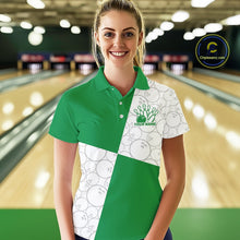 Load image into Gallery viewer, Custom White And Green Retro Style Bowling Team Shirts For Women, Bowling Jerseys IPHW10604