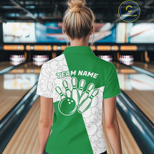 Load image into Gallery viewer, Custom White And Green Retro Style Bowling Team Shirts For Women, Bowling Jerseys IPHW10604