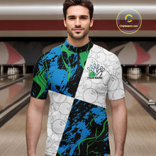 Load image into Gallery viewer, Custom Blue And Green Camo Bowling Team Shirts For Men And Women, Camouflage Bowler Outfit IPHW10607