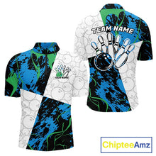 Load image into Gallery viewer, Custom Blue And Green Camo Bowling Team Shirts For Men And Women, Camouflage Bowler Outfit IPHW10607