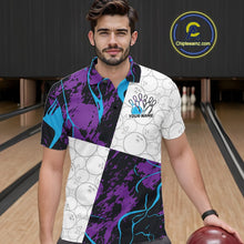 Load image into Gallery viewer, Custom Blue And Purple Camo Bowling Team Shirt For Men And Women, Camouflage Bowler Outfit IPHW10608