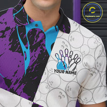 Load image into Gallery viewer, Custom Blue And Purple Camo Bowling Team Shirt For Men And Women, Camouflage Bowler Outfit IPHW10608