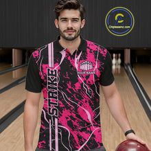 Load image into Gallery viewer, Custom Black And Pink Camo Strike Bowling Shirts Men Bowling Team Jerseys Bowling League IPHW10611
