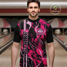 Load image into Gallery viewer, Custom Black And Pink Camo Strike Bowling Shirts Men Bowling Team Jerseys Bowling League IPHW10611