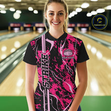 Load image into Gallery viewer, Custom Black And Pink Camo Strike Bowling Shirt Women Bowling Team Jersey Bowling League IPHW10611