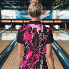 Load image into Gallery viewer, Custom Black And Pink Camo Strike Bowling Shirt Women Bowling Team Jersey Bowling League IPHW10611