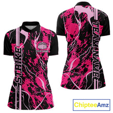 Load image into Gallery viewer, Custom Black And Pink Camo Strike Bowling Shirt Women Bowling Team Jersey Bowling League IPHW10611