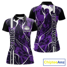 Load image into Gallery viewer, Custom Purple Camo Strike Bowling Shirts For Women, Bowling League Team Jerseys IPHW10616