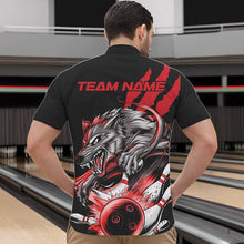 Load image into Gallery viewer, Custom Black And Red Wolf Bowling Men Quarter-Zip Shirts, Wolf Scratch Bowling Team League Shirt IPHW8719