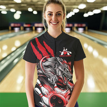 Load image into Gallery viewer, Custom Black And Red Wolf Bowling Women Quarter-Zip Shirts, Wolf Scratch Bowling Team Shirt IPHW8719