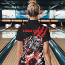 Load image into Gallery viewer, Custom Black And Red Wolf Bowling Women Quarter-Zip Shirts, Wolf Scratch Bowling Team Shirt IPHW8719