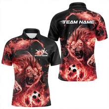 Load image into Gallery viewer, Custom Red Flame Lion Bowling Team Men Polo Shirts, Lion Bowling League Shirt IPHW8977
