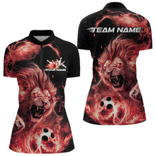 Load image into Gallery viewer, Custom Red Flame Lion Bowling Team Women Quarter-Zip Shirts, Lion Bowling League Shirt IPHW8977