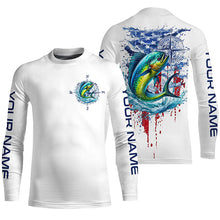 Load image into Gallery viewer, American Flag Mahi Mahi Fishing Custom Long Sleeve Fishing Shirts, Patriotic Saltwater Fishing Shirt IPHW7041