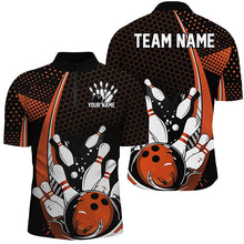 Load image into Gallery viewer, Custom Black And Orange Bowling Shirts For Men, Classic Retro Bowling Jerseys Bowlers Outfit IPHW7280