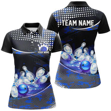 Load image into Gallery viewer, Blue Camo Custom Ladies Bowling Shirts, Bowling League Shirt Bowling Team Uniform With Name IPHW7285