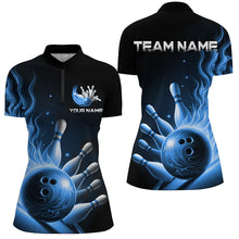 Load image into Gallery viewer, Personalized Blue Flame Bowling Polo Shirts For Men Bowling Team Jerseys Strike Bowling IPHW7290