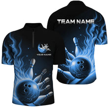 Load image into Gallery viewer, Personalized Blue Flame Bowling Polo Shirts For Men Bowling Team Jerseys Strike Bowling IPHW7290