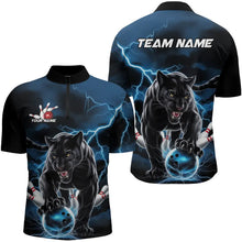Load image into Gallery viewer, Blue Thunder Lightning Custom Panther Bowling Quarter-Zip Shirts For Men, Panther Bowling Jerseys IPHW8272
