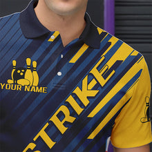 Load image into Gallery viewer, Custom Blue And Yellow Bowling Jerseys, Bowling Team Polo Shirts For Men Bowling Tournament IPHW8530
