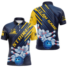 Load image into Gallery viewer, Custom Blue And Yellow Bowling Jerseys, Bowling Team Polo Shirts For Men Bowling Tournament IPHW8530