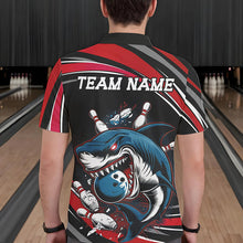 Load image into Gallery viewer, Black And Red Custom Shark Bowling Team Polo Shirts For Men, Shark Bowling League Shirt IPHW8726