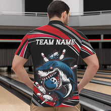 Load image into Gallery viewer, Black And Red Custom Shark Bowling Team Quarter-Zip Shirts For Men, Shark Bowling League Shirt IPHW8726