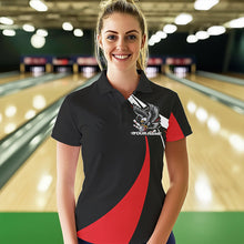 Load image into Gallery viewer, Custom Black And Red Eagle Bowling Women Polo Shirts, Eagle Bowling Team Jerseys IPHW8732