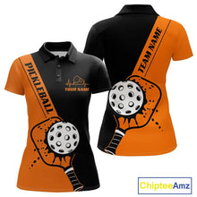 Load image into Gallery viewer, Black And Orange Custom Pickleball Team Shirts For Women, Pickleball Jersey Outfit IPHW10822