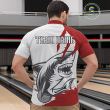 Load image into Gallery viewer, Custom White And Red Shark Jerseys, Shark Bowling Team Men Quarter-Zip Shirts Bowlers Outfit IPHW8987