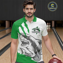Load image into Gallery viewer, Custom White And Green Shark Jerseys, Shark Bowling Team Men Polo Shirts Bowlers Outfit IPHW8989