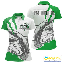 Load image into Gallery viewer, Custom White And Green Shark Jerseys, Shark Bowling Team Women Polo Shirts Bowlers Outfit IPHW8989