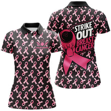 Load image into Gallery viewer, Strike Out Breast Cancer Pink Ribbon Pattern Custom Bowling Shirts For Women Bowling Jersey IPHW7047