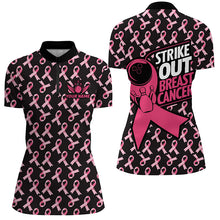 Load image into Gallery viewer, Strike Out Breast Cancer Pink Ribbon Pattern Custom Bowling Shirts For Women Bowling Jersey IPHW7047