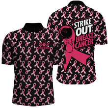 Load image into Gallery viewer, Strike Out Breast Cancer Pink Ribbon Pattern Custom Bowling Shirts For Men Bowling Jerseys IPHW7047