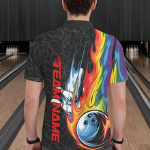 Load image into Gallery viewer, Custom Rainbow Flame Bowling Team Polo Shirts For Men, Colorful Bowling League Shirt IPHW8747